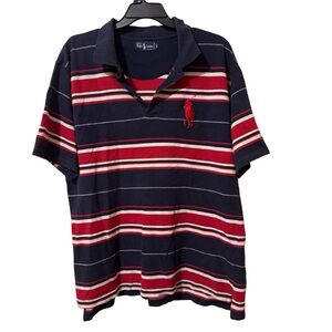 Vintage Polo Ralph Lauren Men’s Striped Polo Shirt navy red size 2x 100% cotton